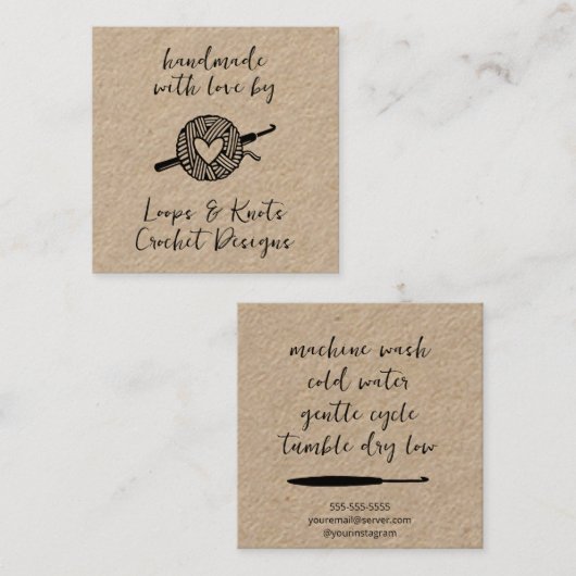 ラブクロシェで手作り スクエア名刺 (正面/裏面)