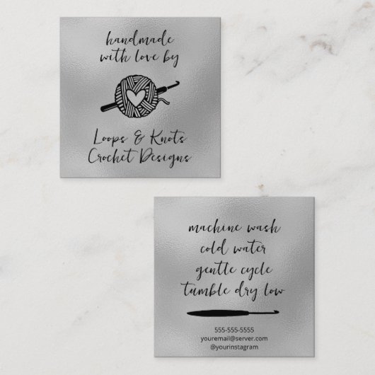 ラブクロシェ広場で手作り スクエア名刺 (正面/裏面)