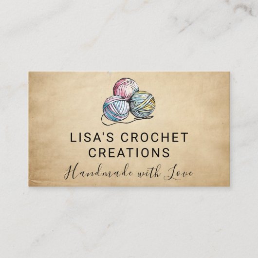 ラブクロシェ糸ボール小さい手作り 名刺 (正面)