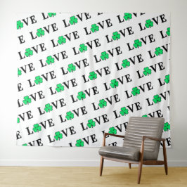 ラブクローバーシャムロックアイルランドアイリエレガントッシュ タペストリー