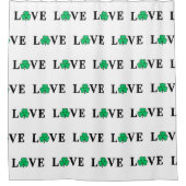 ラブクローバーシャムロックアイルランドアイリッシュエレガントホワイト シャワーカーテン (正面)