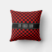 ラブク学ロック&レッド市松模様に クッション (裏面)