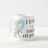 ラブグイタリアンレイハウンド子鹿の漫画の犬かわいいハート コーヒーマグカップ (正面左)