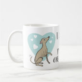 ラブグイタリアンレイハウンド子鹿の漫画の犬かわいいハート コーヒーマグカップ (左)