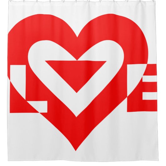 ラブグクールラフィックレッド シャワーカーテン (正面)