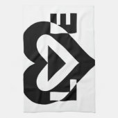 ラブグクールラフィック、ブラック キッチンタオル (縦)