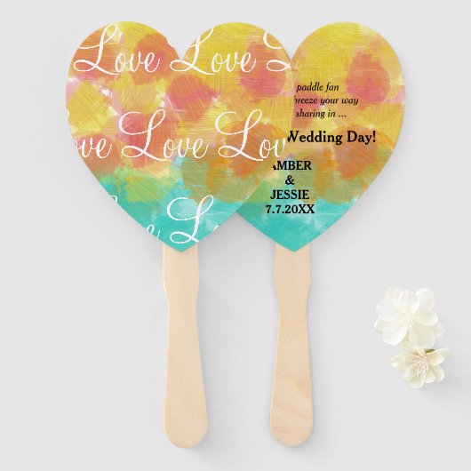 ラブグパーソナライズされたーアッシュの水彩画 ハンドファン (正面&裏面)