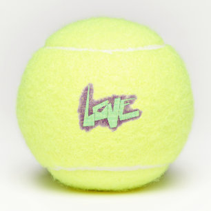 ラブグラフィティパープルグリーンのミントタイポグラフィドット テニスボール