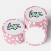 ラブグラフィティパープルグリーンのミントタイポグラフィドット ポーカーチップ (積み重ね)