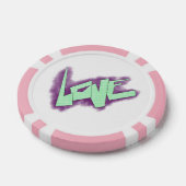 ラブグラフィティパープルグリーンのミントタイポグラフィドット ポーカーチップ (シングル)