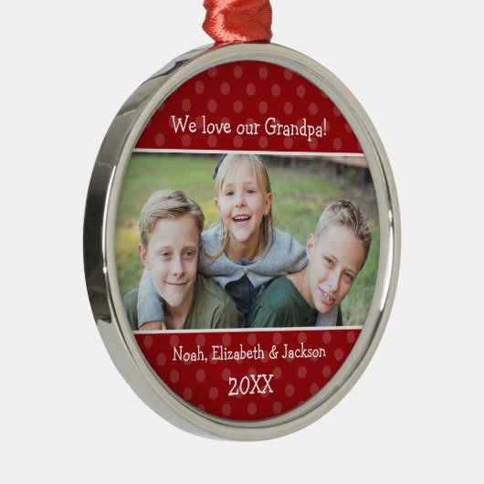 ラブグランドパレッド水玉模様クリスマスフォト メタルオーナメント (右)