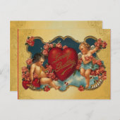 ラブグリーティングヴィンテージキューピッドバレンタイン シーズンポストカード (正面/裏面)