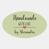 ラブグリーンで手作りモダン 楕円形シール (正面)