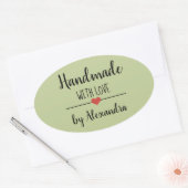 ラブグリーンで手作りモダン 楕円形シール (封筒)