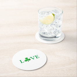 ラブグリーンクローバーシャムロックセントパトリックの日 ラウンドペーパーコースター