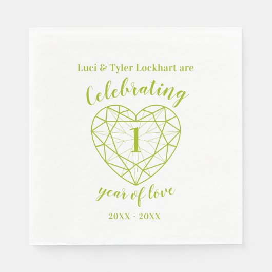 ラブグリーンナプキンのペリドット記念日1年 スタンダードランチョンナプキン (正面)