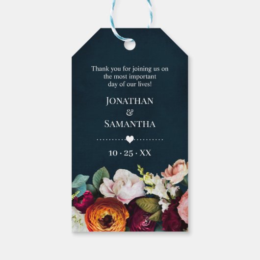 ラブグロウプラントギフトワインネイビーウェディングシャワー ギフトタグ (裏面)