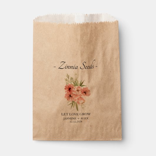 ラブグロウル《植物》百日草種子結婚式の引き出物バッグ フェイバーバッグ (正面)