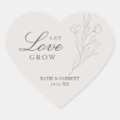 ラブグローググレーエレガントフローラ結婚式の引き出物 ハートシール (正面)