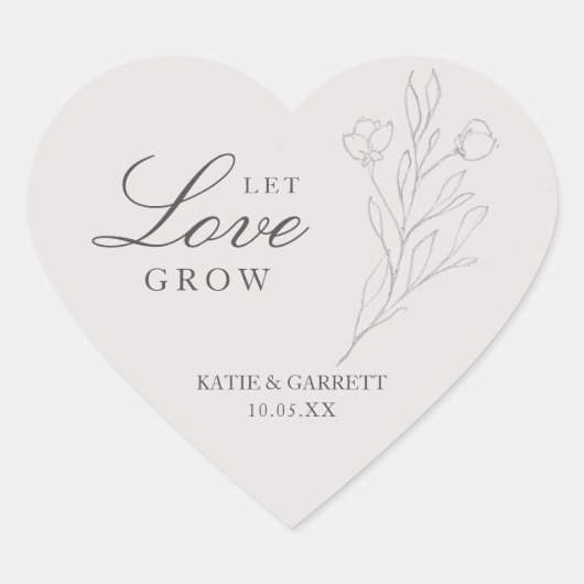 ラブグローググレーエレガントフローラ結婚式の引き出物 ハートシール (正面)