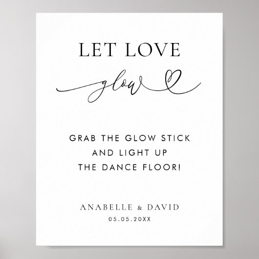 ラブグロースティックハートダンスフロア結婚のサイン ポスター (正面)