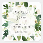 ラブグローブホワイトエレガントフローラ結婚式の引き出物 スクエアシール (正面)