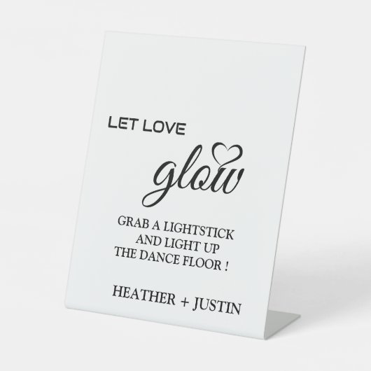ラブグローモダンのグロー結婚スティック記号を付ける 台座サイン (正面)