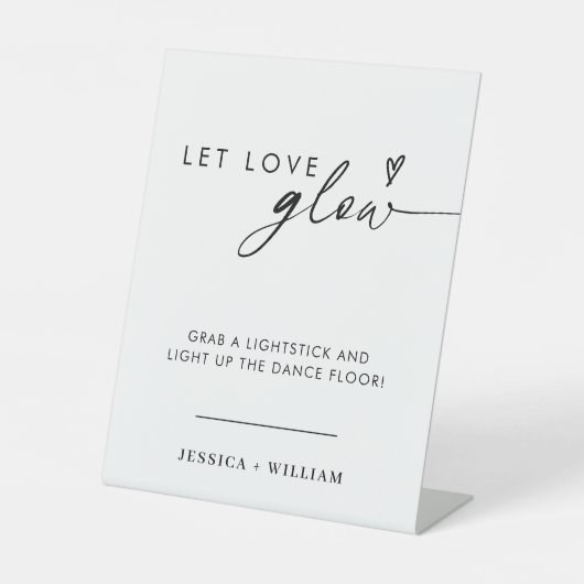 ラブグローモダンのグロー結婚スティック記号を付ける 台座サイン (正面)