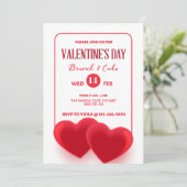 ラブグロー光沢赤いハートオンホワイトディバイザーブリス 招待状 (スタンド正面)