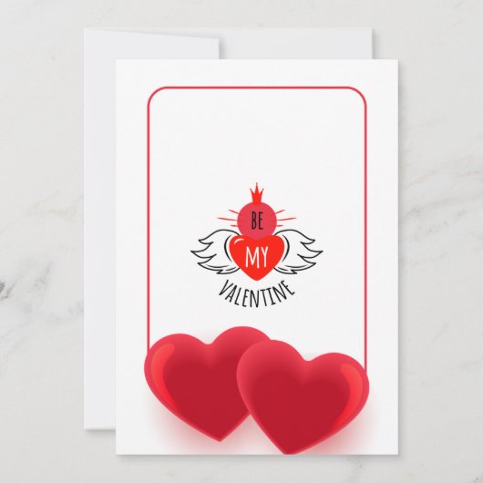 ラブグロー光沢赤いハートオンホワイトディバイザーブリス 招待状 (裏面)