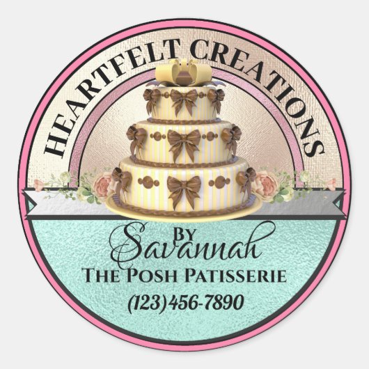 ラブケーキステッカーエレガントで作成 ラウンドシール (正面)