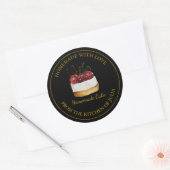 ラブケーキラベル付き自家製 |黒 ラウンドシール (封筒)