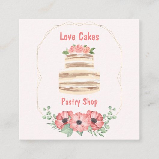 ラブケーキ結婚フローラケーキ スクエア名刺 (正面)