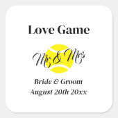 ラブゲーおもしろいムさん&ミセス・テニス・テーマ結婚ズ スクエアシール (正面)