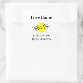 ラブゲーおもしろいムさん&ミセス・テニス・テーマ結婚ズ スクエアシール