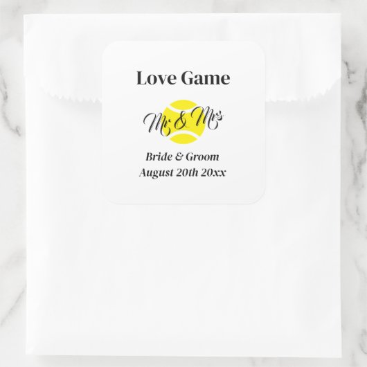 ラブゲーおもしろいムさん&ミセス・テニス・テーマ結婚ズ スクエアシール (バッグ)