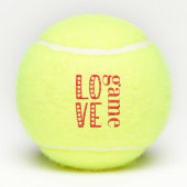 ラブゲーム – かわいいハートタイポグラフィバレンタインデー テニスボール (裏面)