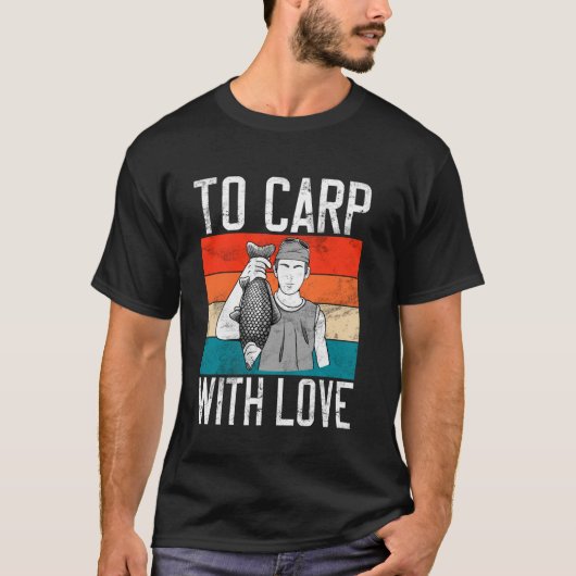 ラブコイで鯉を描く魚釣り Tシャツ (正面)