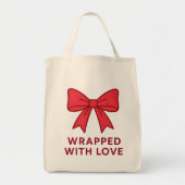 ラブコケ包まれたットの美学とピンクの弓 トートバッグ (正面)