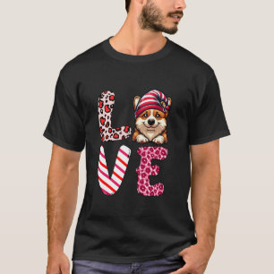 ラブコスチュームCorgi格言ハットヒョウValentine s D Tシャツ