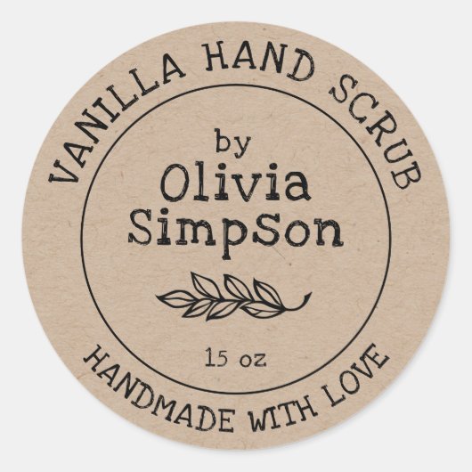 ラブコスメ製品ラベル付き手作り ラウンドシール (正面)