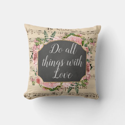 ラブコラージュを持つすべてのヴィンテージ クッション (正面)