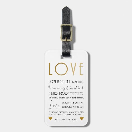 ラブコリンチアンバイブル韻文クリスチャンタイポグラフィ ラゲッジタグ (正面縦)
