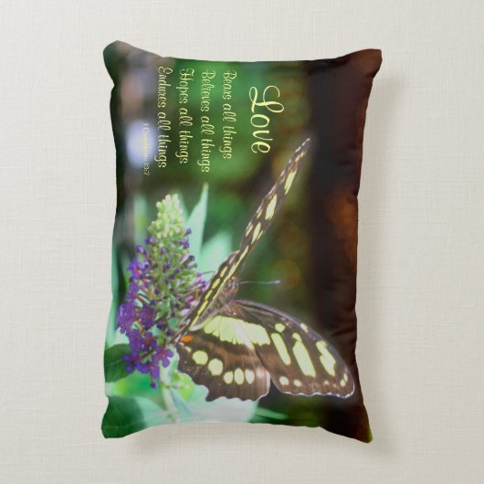 ラブコリント13:7バタフライバイブル引用文 アクセントクッション (裏面(縦))