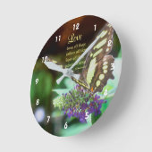 ラブコリント13:7バタフライバイブル引用文 ラウンド壁時計 (傾斜)