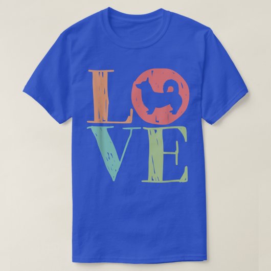 ラブコルギキュートレトロドッグ恋人 Tシャツ (デザイン正面)