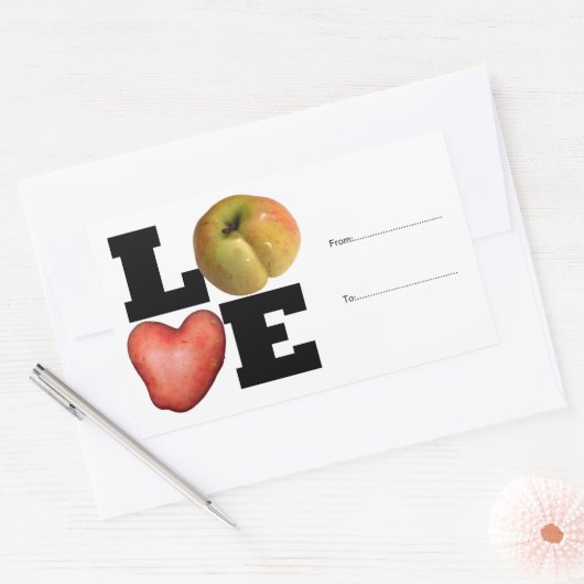 ラブコレクションハートポテトカスタマイズ可能ステッカー 長方形シール (封筒)