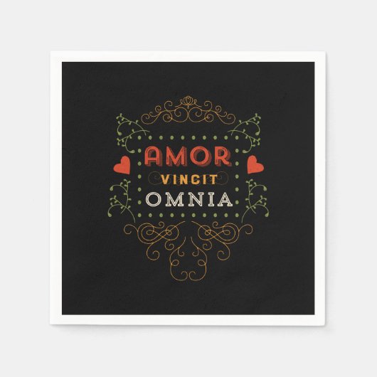 ラブコンバサーズ全て – ヴィンテージラテンタイポグラフィ スタンダードカクテルナプキン (正面)