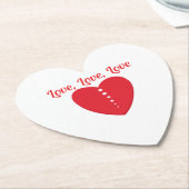 ラブコースター赤いハート&ドット ペーパーコースター (アングル)
