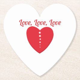 ラブコースター赤いハート&ドット ペーパーコースター